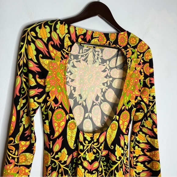 Zara NEW Mini Go-Go Dress Size XS 60's Groovy Floral Open Back - Picture 9 of 9